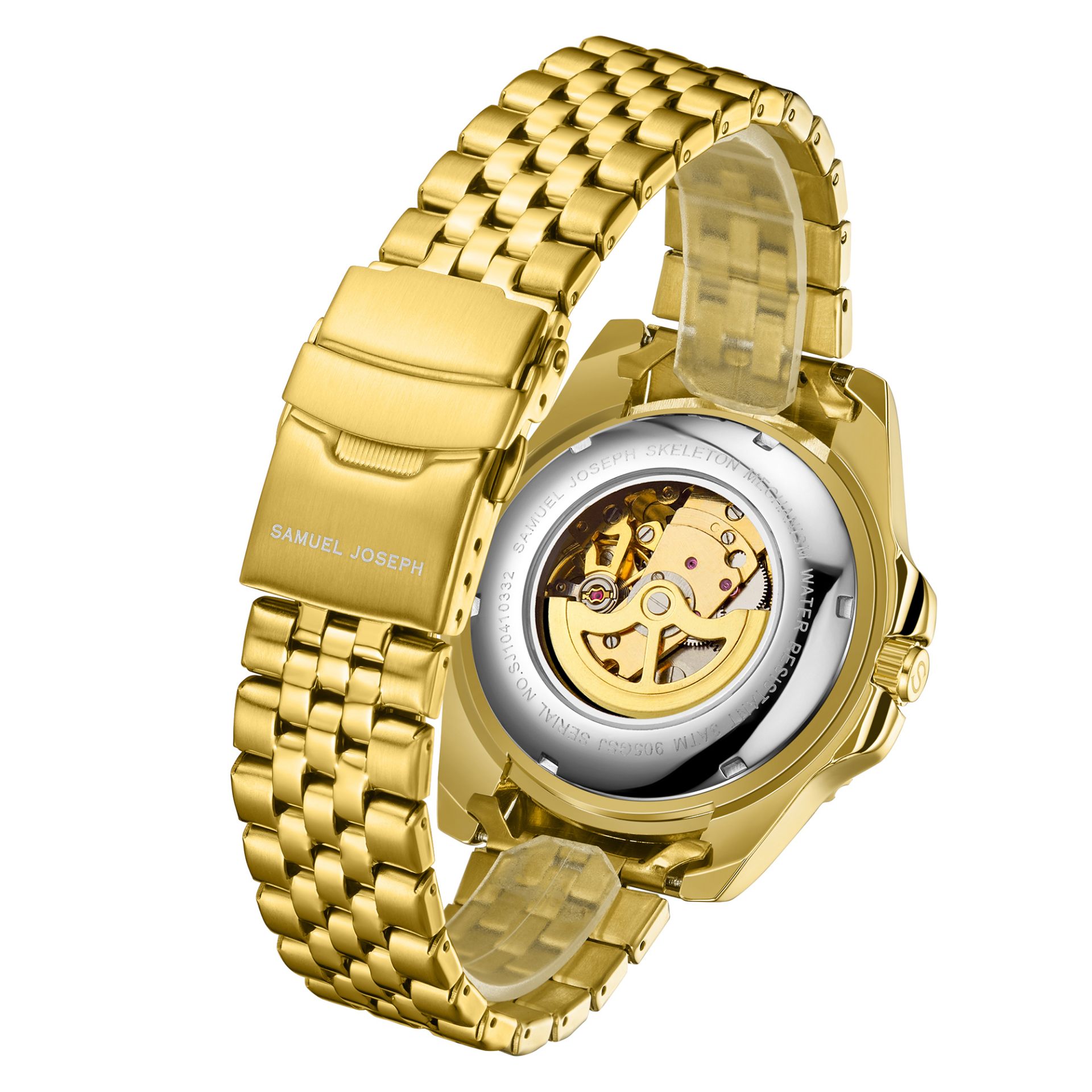 Samuel Joseph Limited Edition Skeleton Mechanism Gold Watch - Free Delivery & 2 Year Warranty - Image 4 of 5