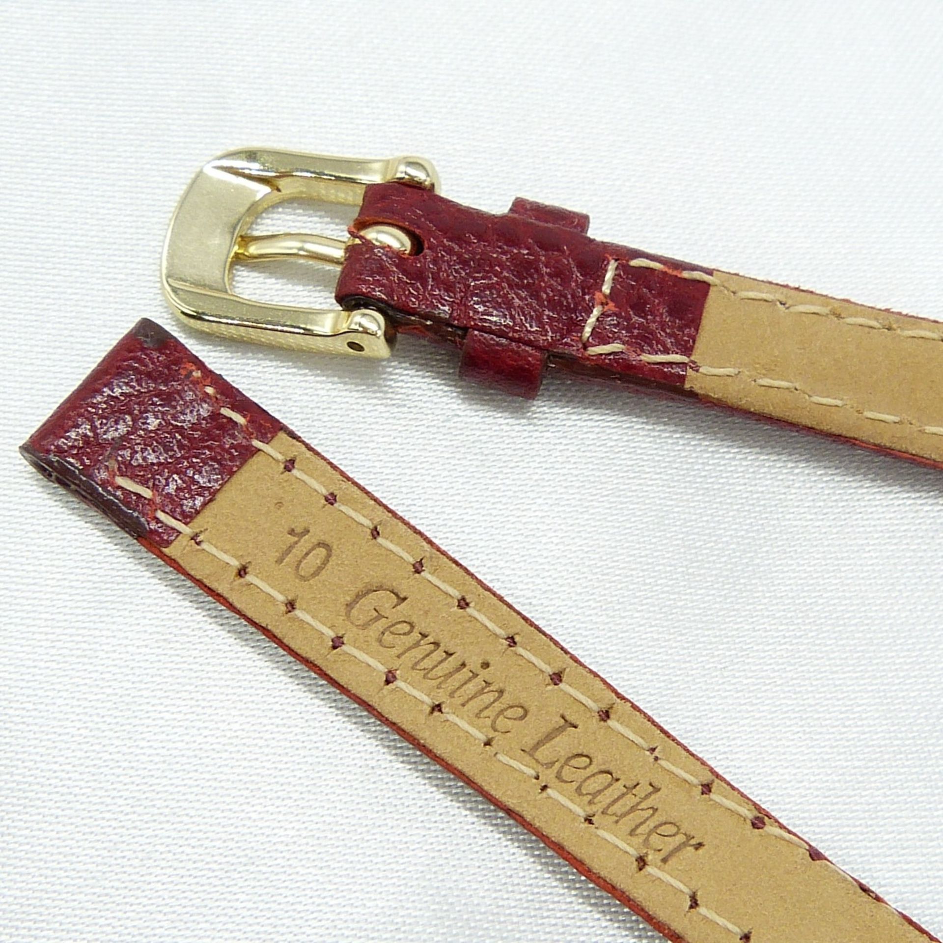 Red Leather Watch Strap, 10mm - Image 6 of 6