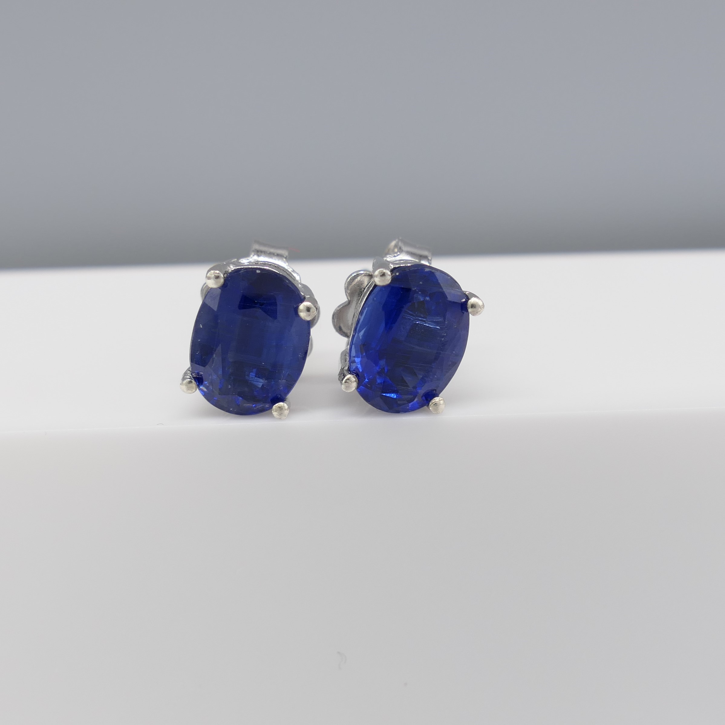 Natural Kyanite Gemstone Stud Earrings In Silver - Image 6 of 6