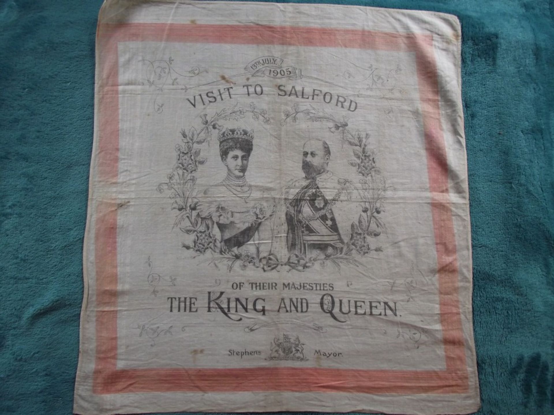 Commemorative Handkerchief - Royal Visit To Salford July 13th 1905