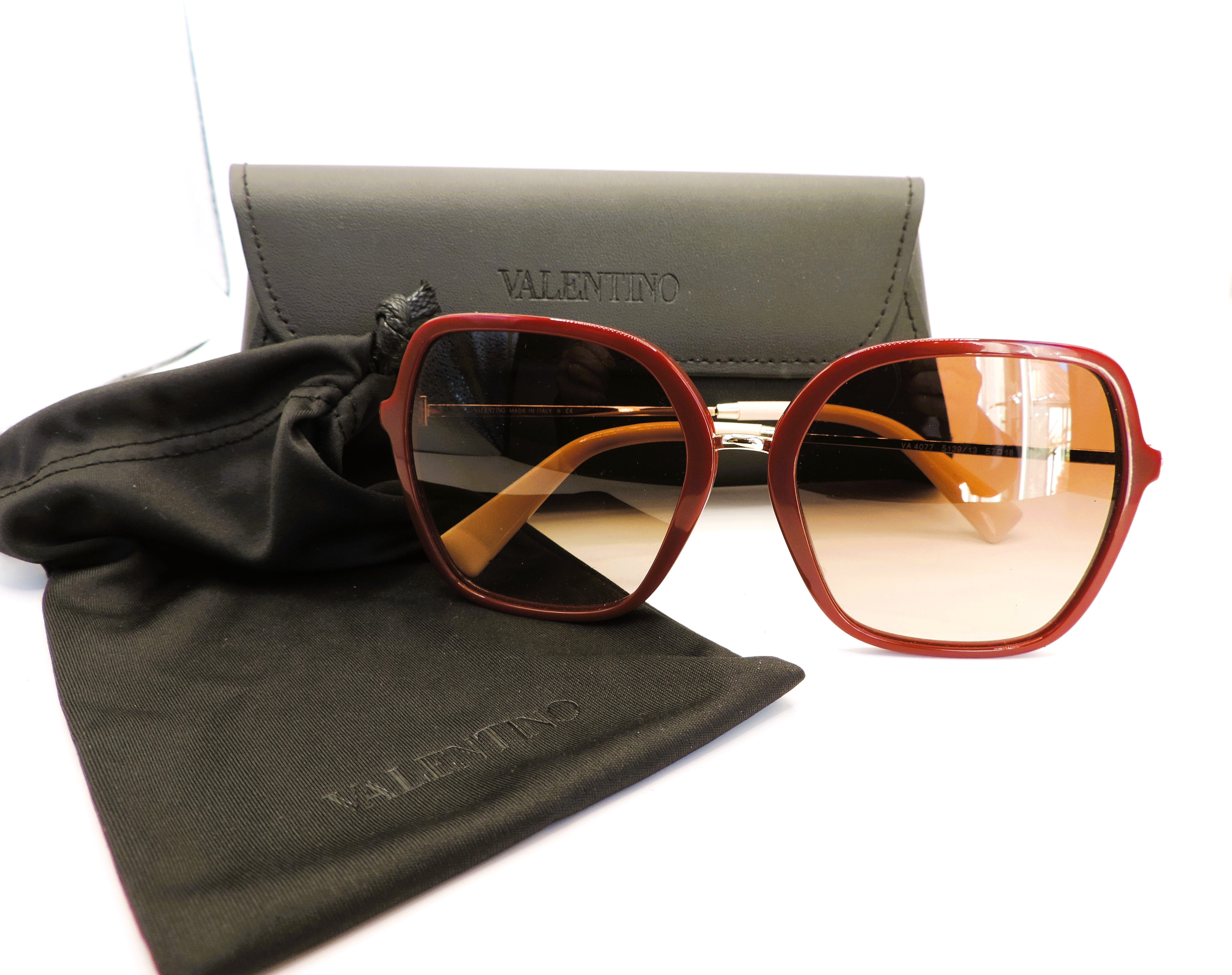 Valentino Maroon Framed Sunglasses VA 4077 New With Case - Image 10 of 10