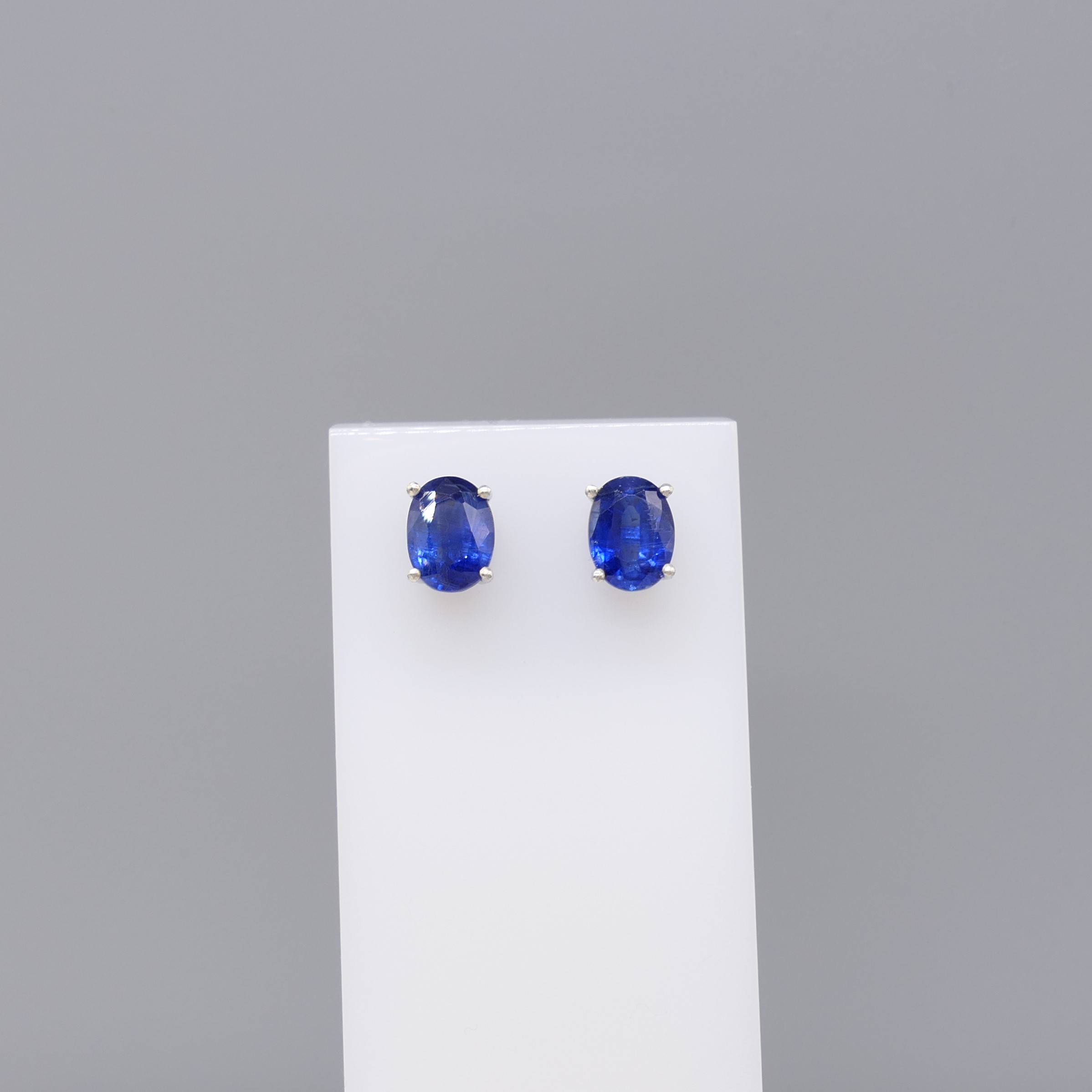 Natural Kyanite Gemstone Stud Earrings In Silver - Image 2 of 6