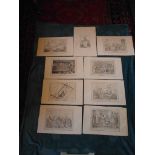 9 x Engravings "Sailors Progress" By George Cruikshank - Circa 1800's