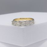 18K Yellow and White Gold 1.53 Carat 5 Stone Diamond Ring