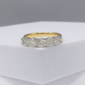 18K Yellow and White Gold 1.53 Carat 5 Stone Diamond Ring