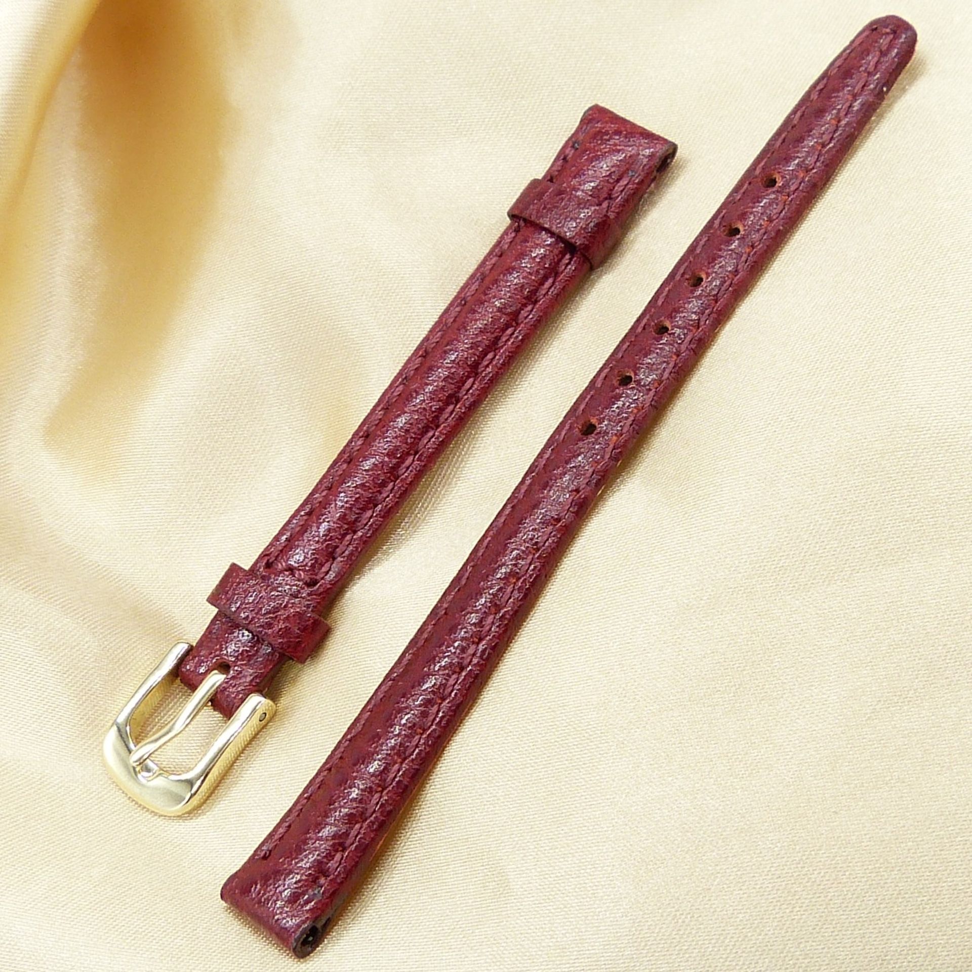 Red Leather Watch Strap, 10mm - Image 3 of 6