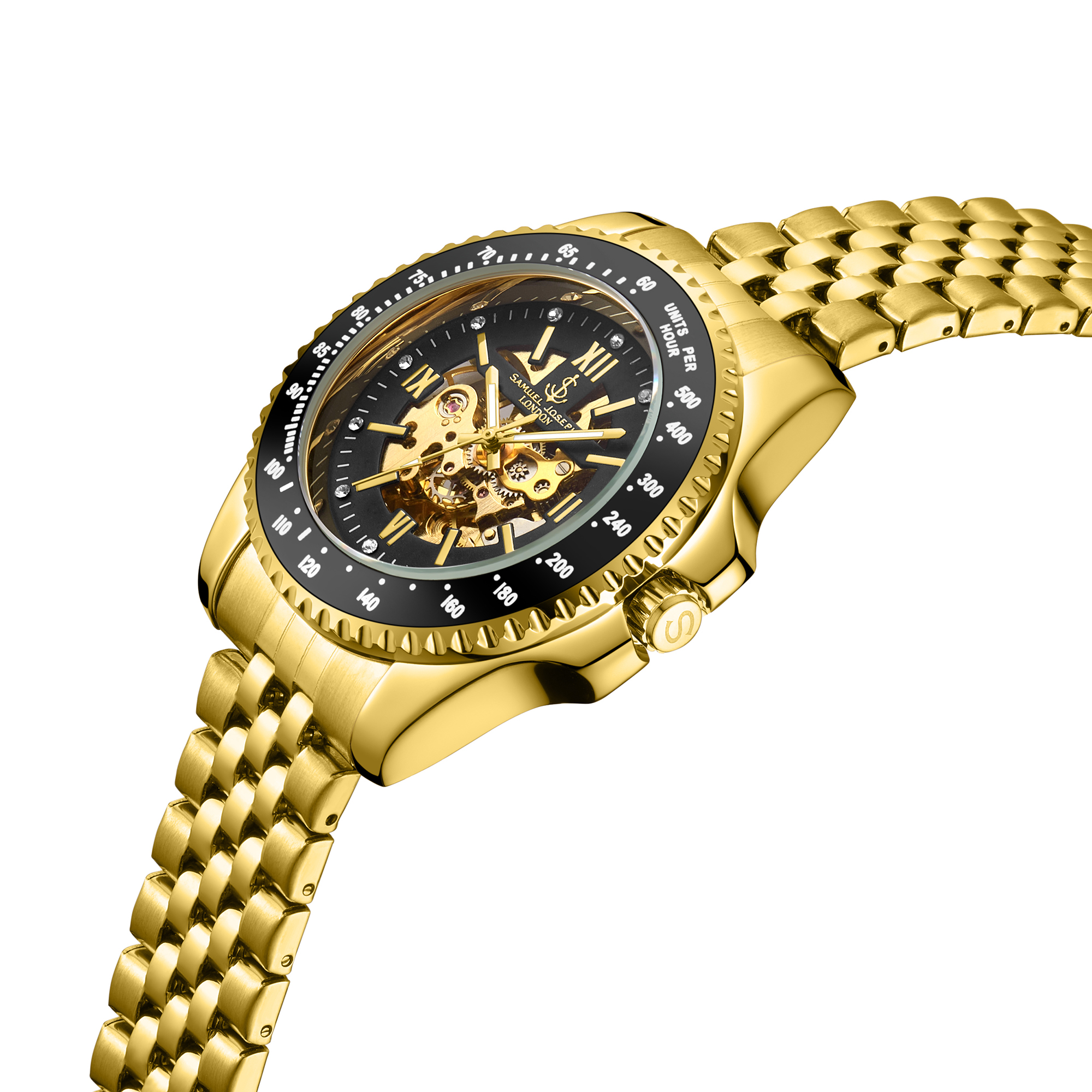 Samuel Joseph Limited Edition Skeleton Mechanism Gold Watch - Free Delivery & 2 Year Warranty - Image 3 of 5