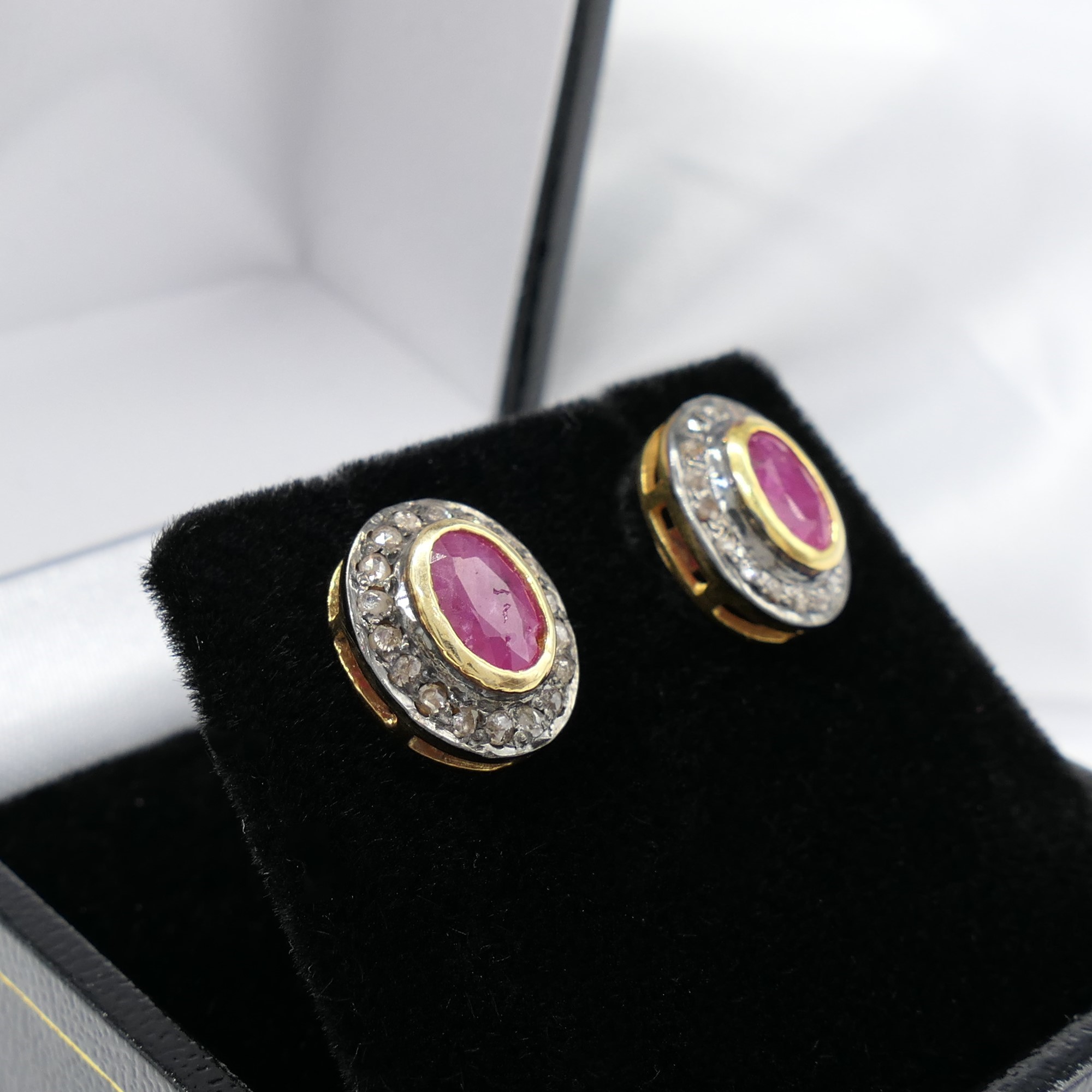 Hand-Made Ruby and Diamond Ear Studs In Silver Gilt, Boxed - Image 7 of 7