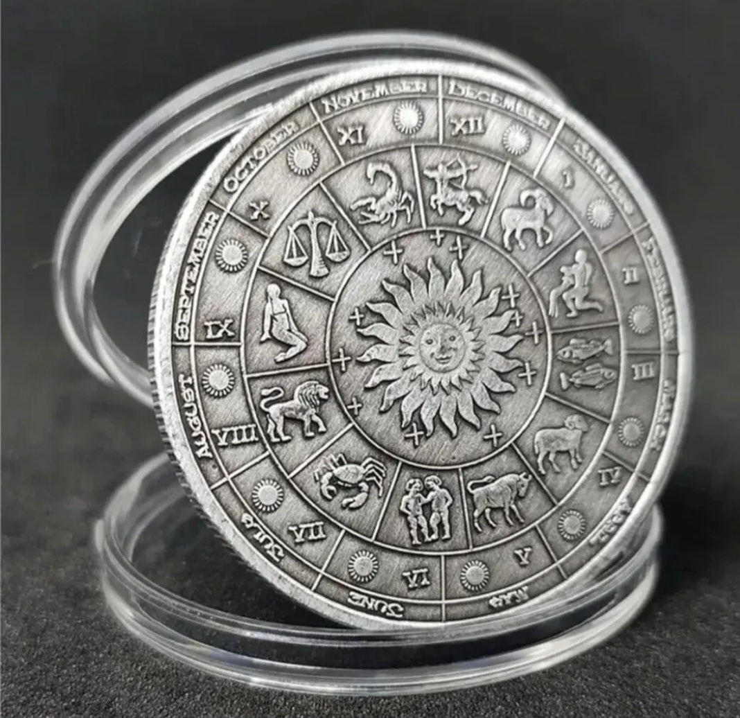 Twelve Constellation Zodiac Silver Plated Commemorative Coin - Image 2 of 2