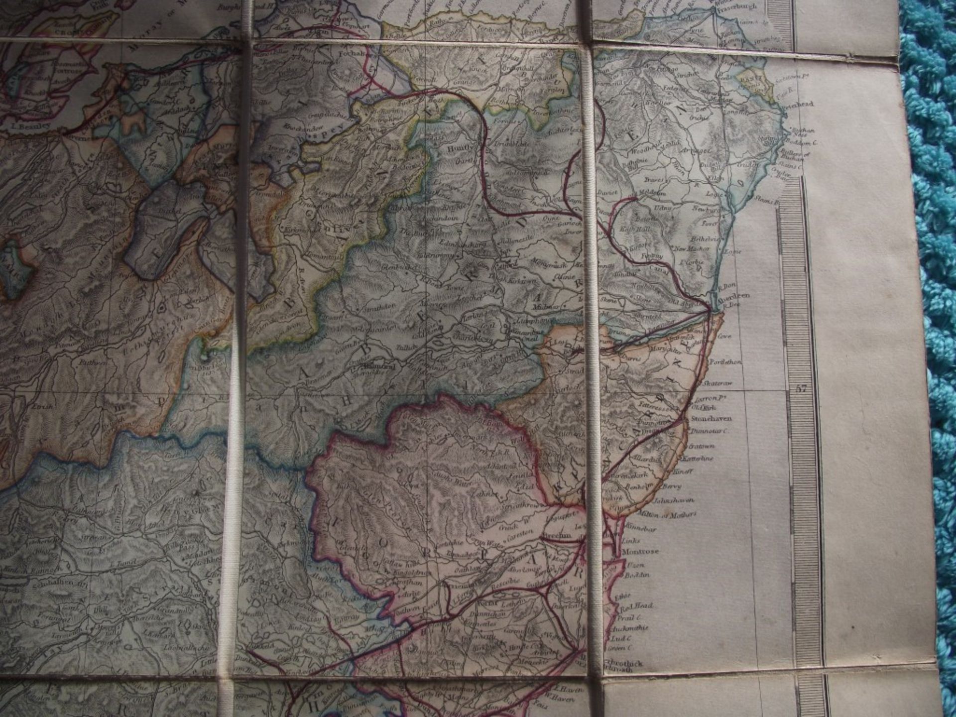 Stanford's Road and Railway Map of Scotland - 1858 - 24 Panels Laid On Linen - Image 14 of 25