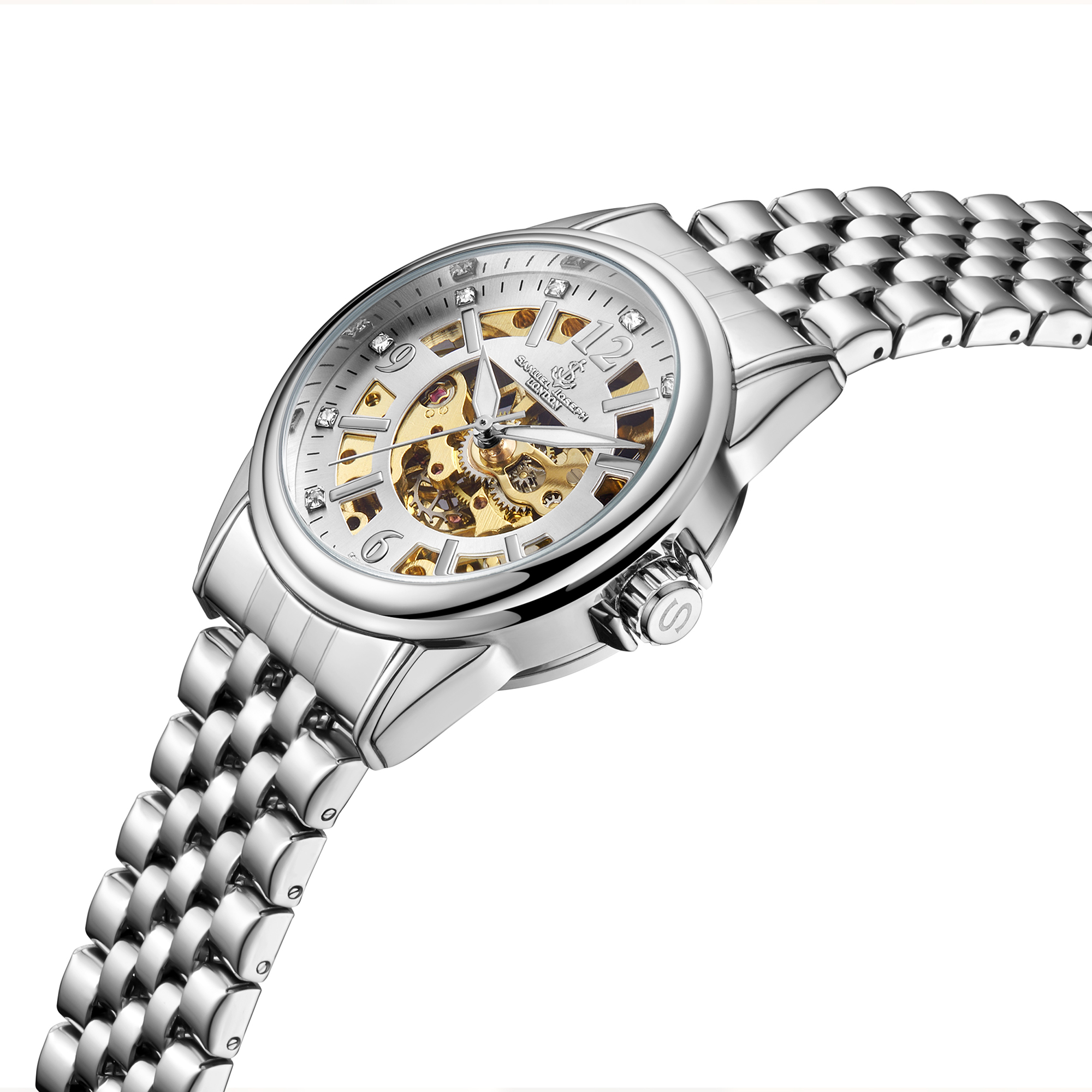 Samuel Joseph Limited Edition Skeleton Jubilee Steel Watch - Free Delivery & 2 Year Warranty - Image 2 of 5