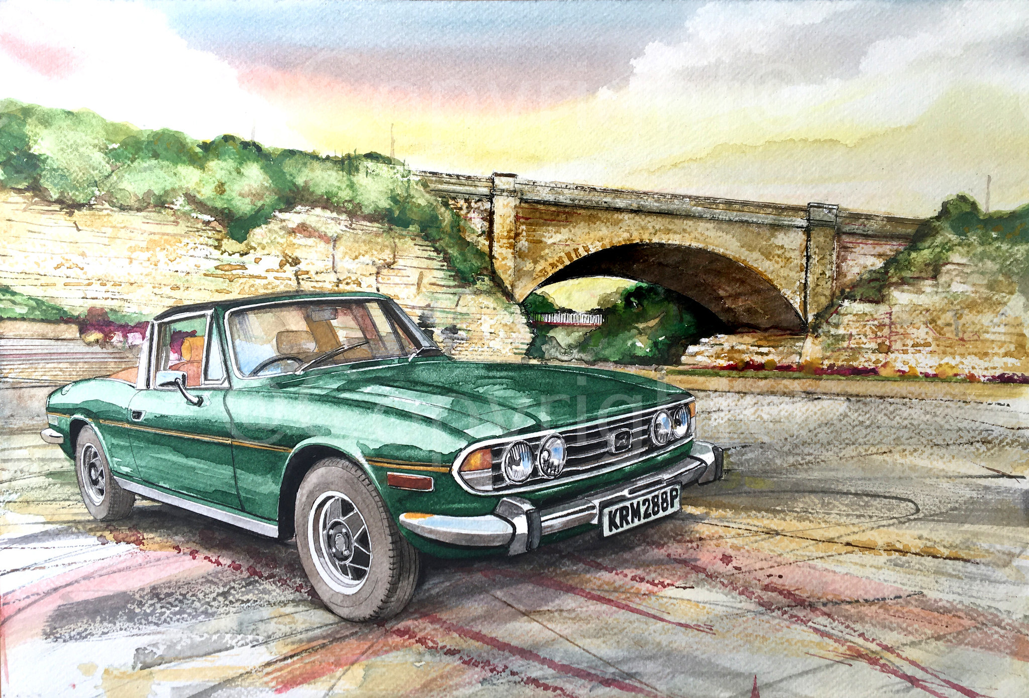 Classic 1970's Green Triumph Stag Extra Large Metal Wall Art.
