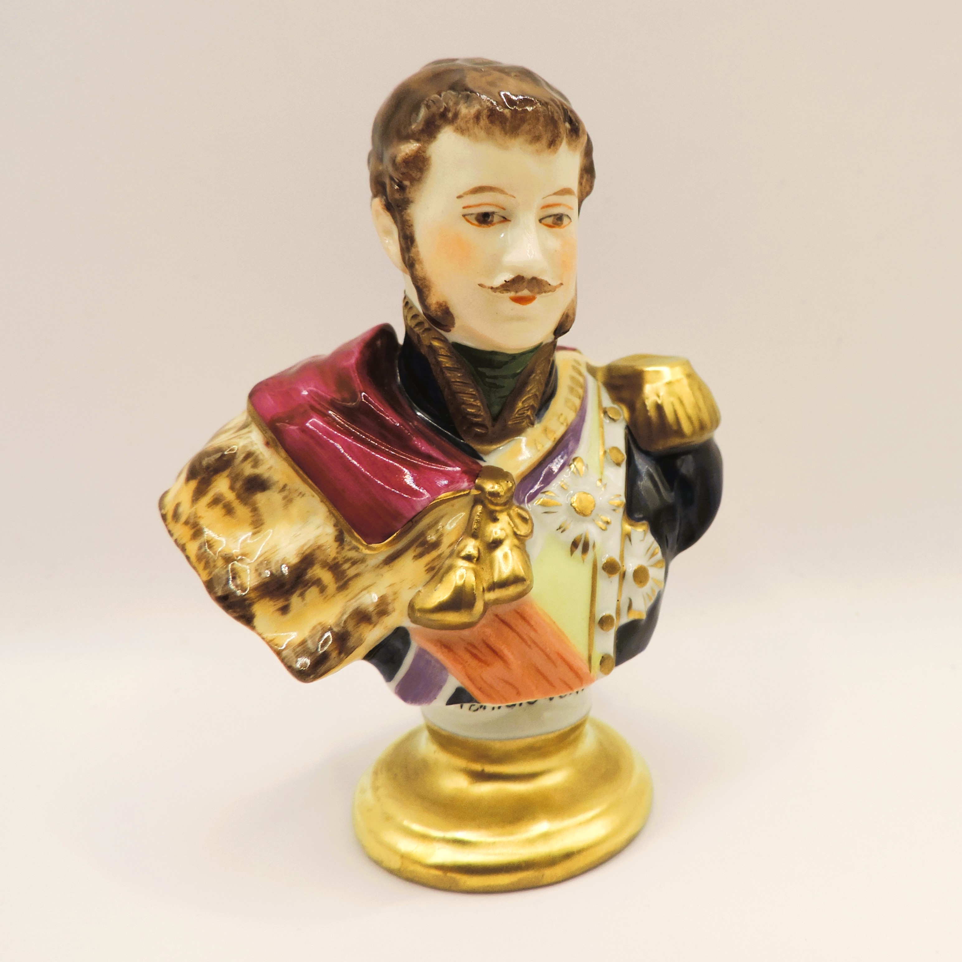 Rudolf Kammer Volkstedt Miniature Porcelain Bust of Napoleonic Marshal Poniatowski - Image 2 of 9