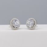 Pair of Sterling Silver Halo Stud Earrings