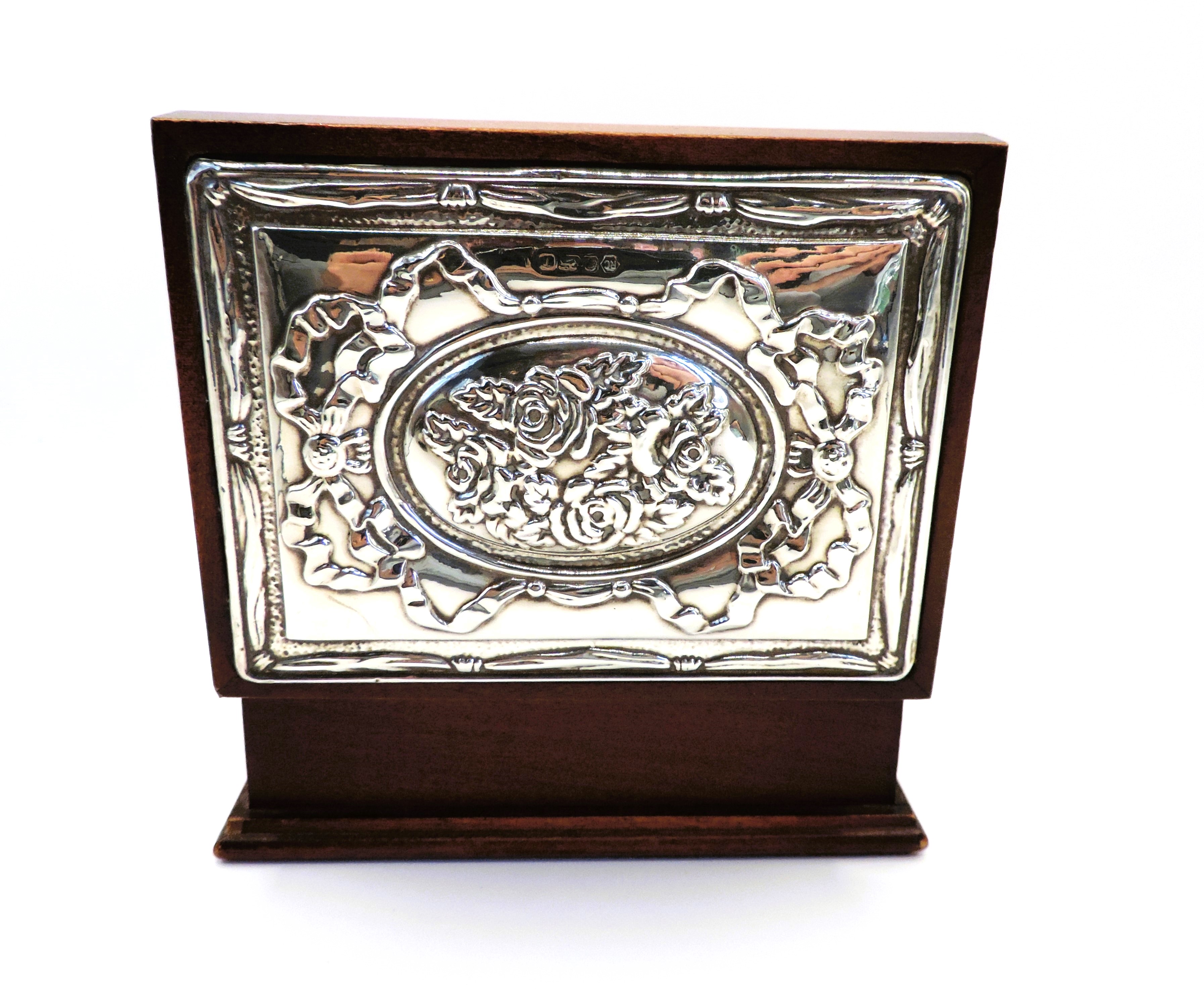 Silver Mounted Mahogany Jewellery Casket Carr's of Sheffield c.1993 - Image 5 of 7