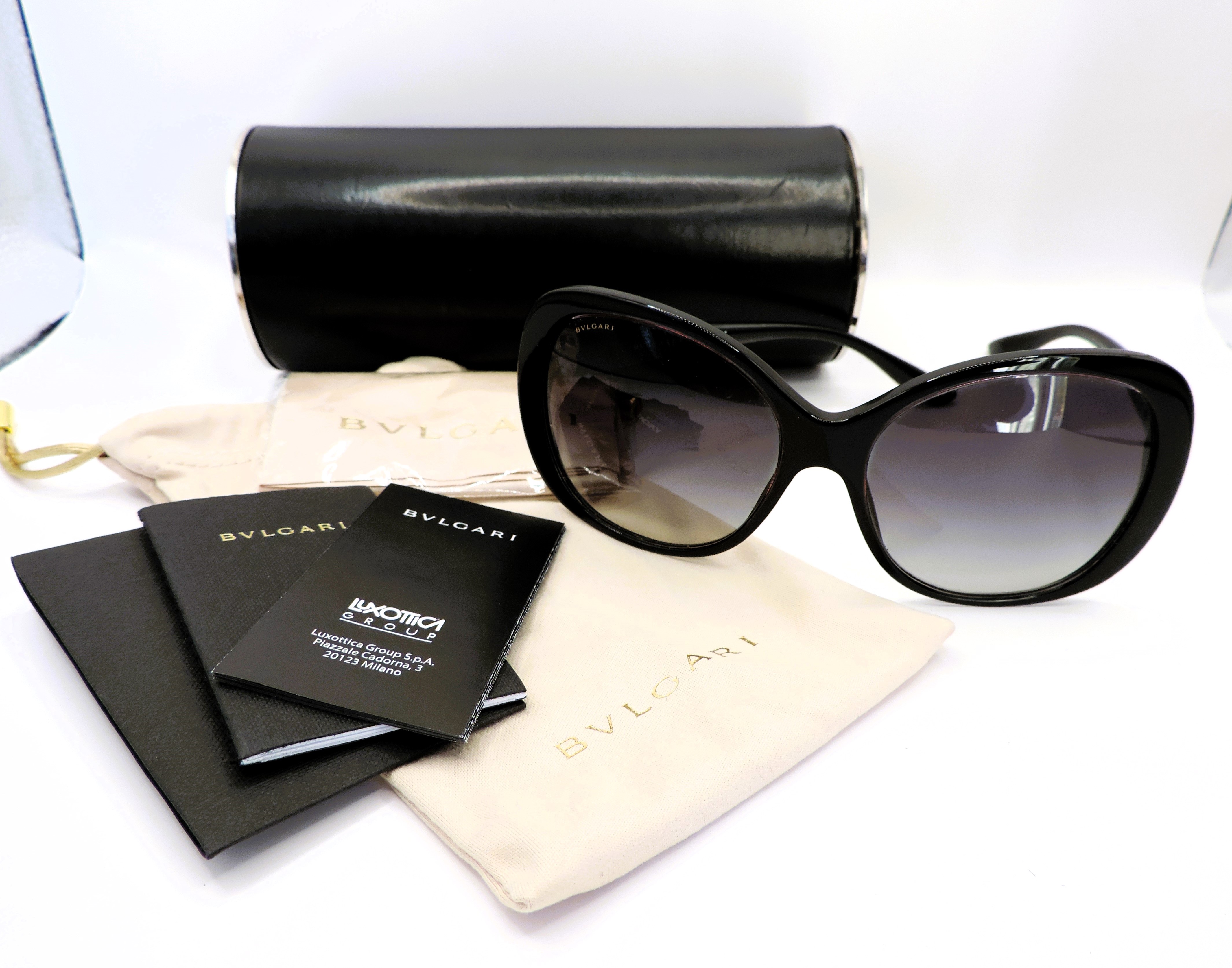 BVLGARI Black Sunglasses 8171-C Jewelled Hinged Detail New With Box & Certificate