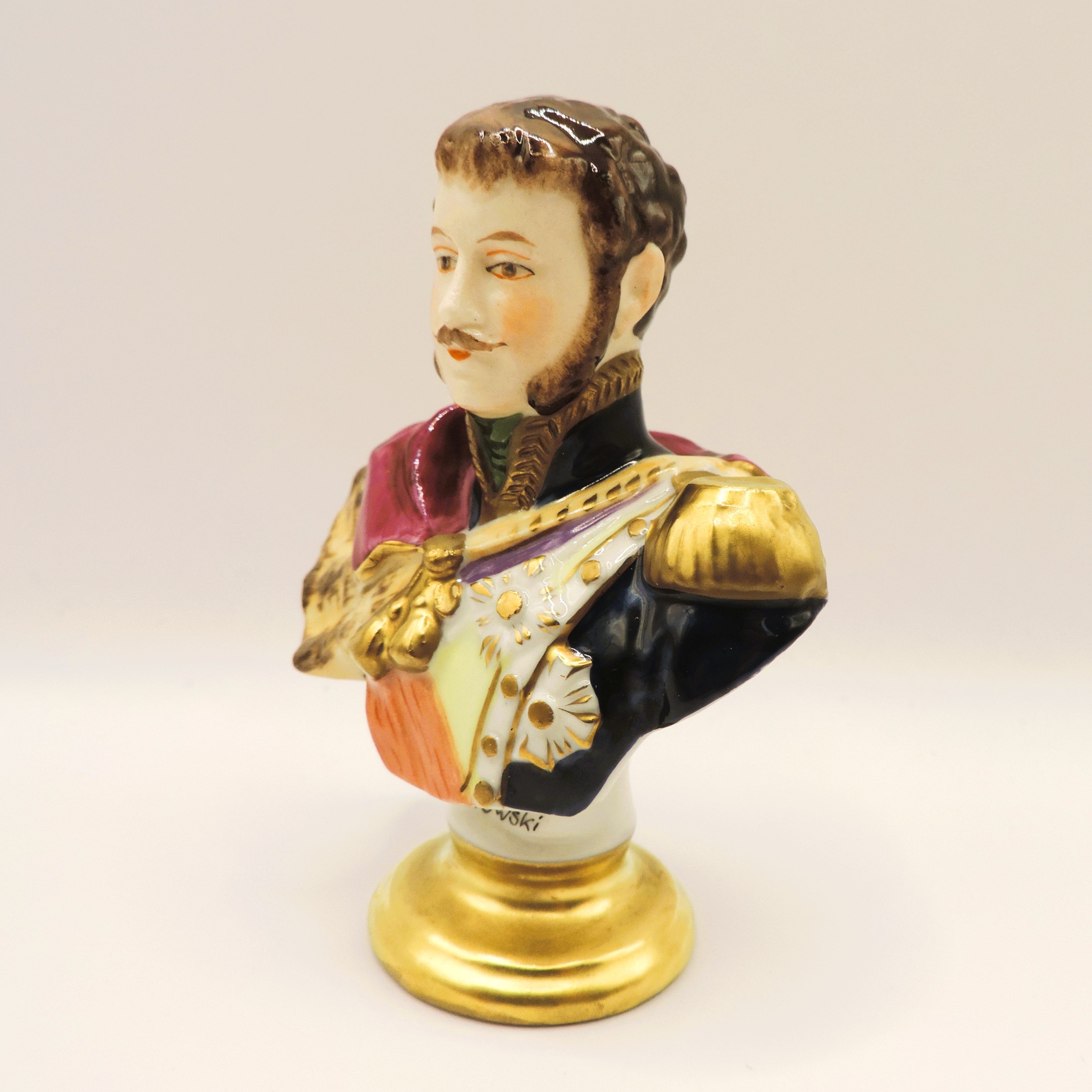 Rudolf Kammer Volkstedt Miniature Porcelain Bust of Napoleonic Marshal Poniatowski - Image 6 of 9