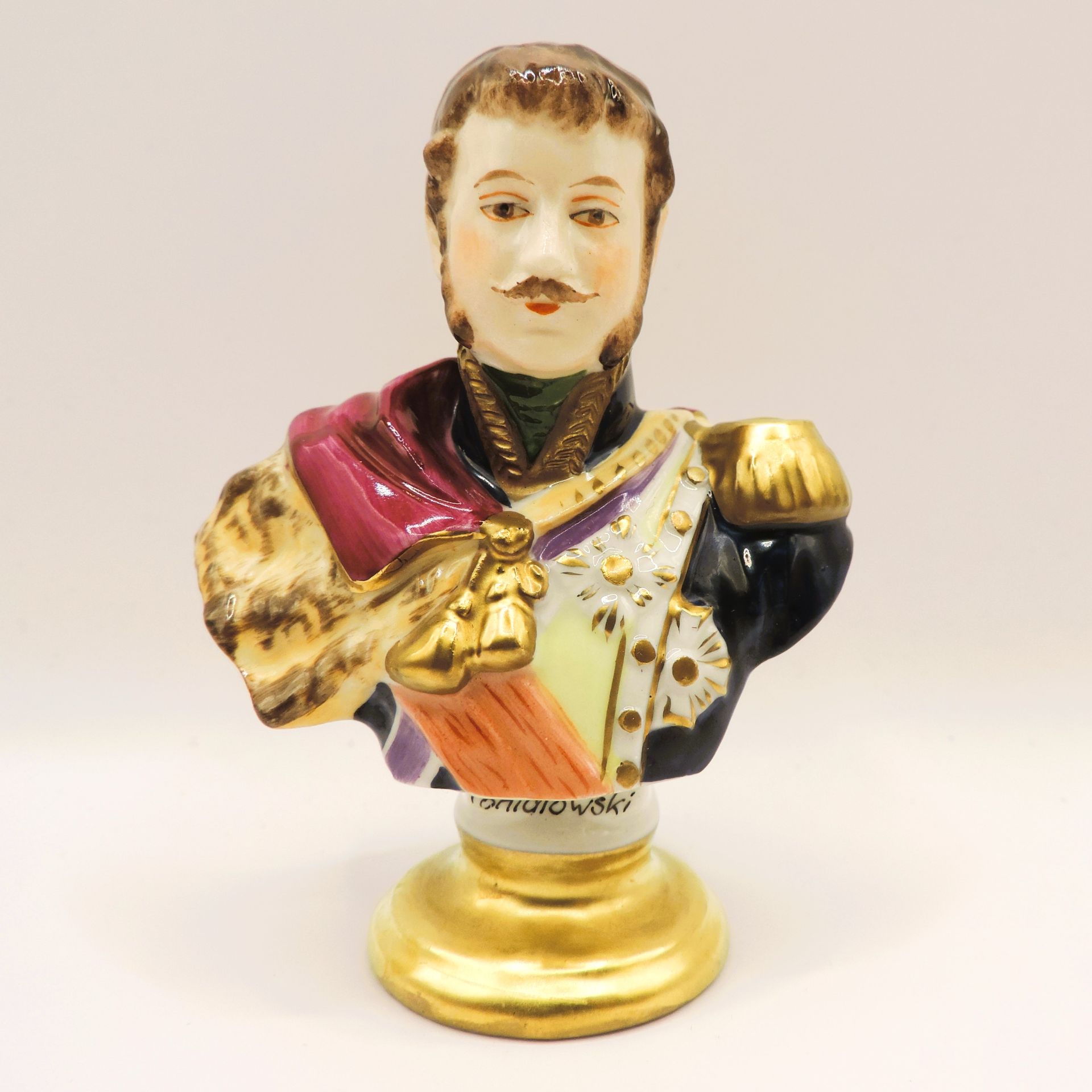 Rudolf Kammer Volkstedt Miniature Porcelain Bust of Napoleonic Marshal Poniatowski