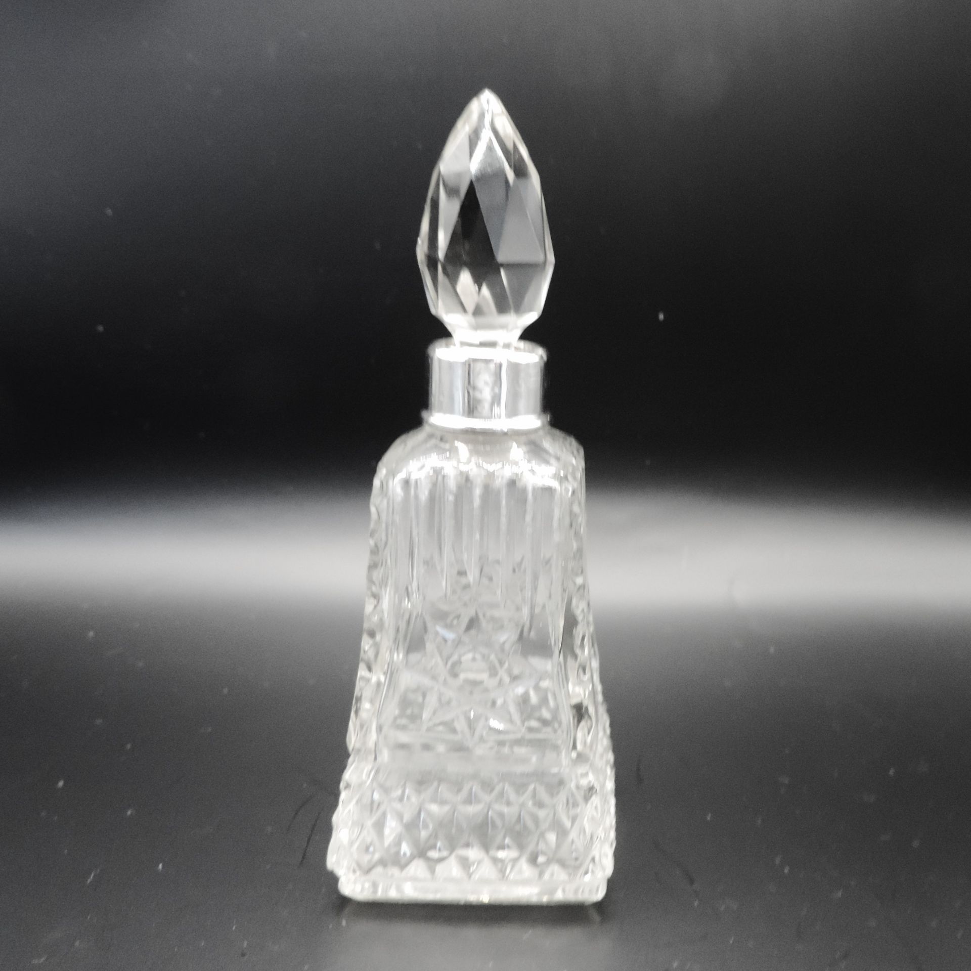 Antique Cut Glass Sterling Silver Collar Perfume Bottle Birmingham 1914 - Image 4 of 4