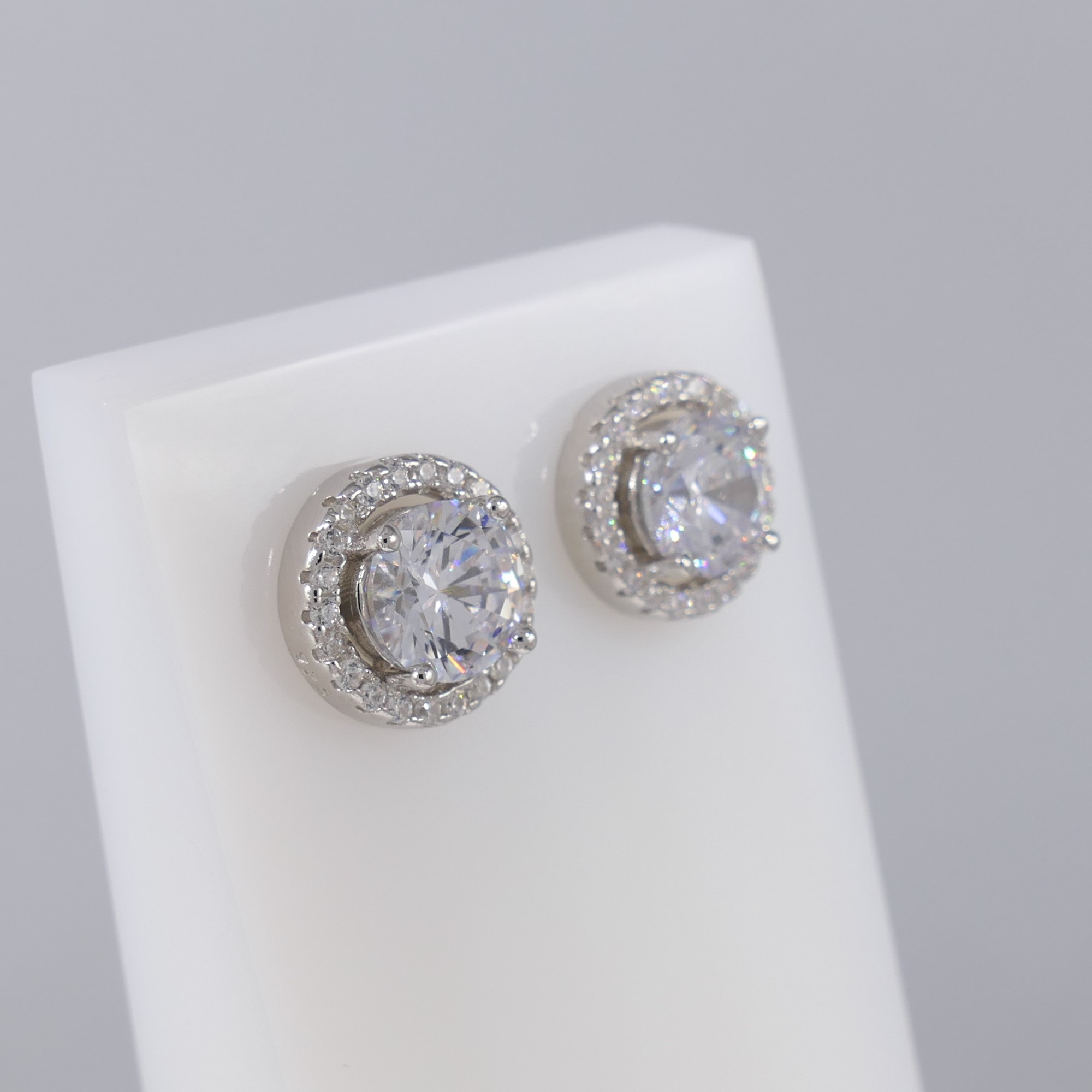 Pair of Sterling Silver Halo Stud Earrings - Image 2 of 6