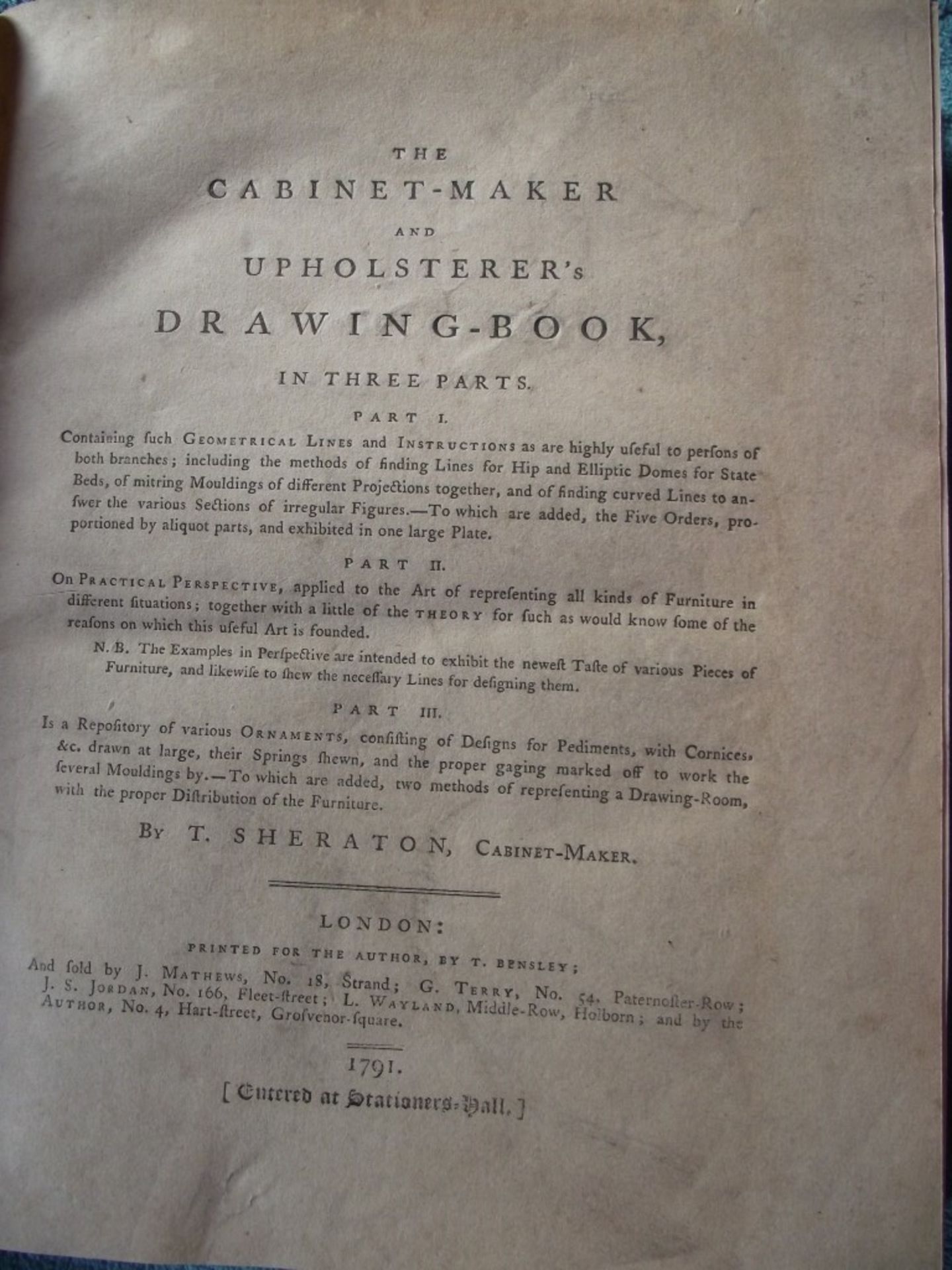 The Cabinet-Maker and Upholsterer's Drawing Book In Three Parts by T. Sheraton, Cabinet Maker - 1... - Image 28 of 38