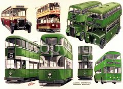 Liverpool City Corporation Bus Montage Extra Large Metal Wall Art.