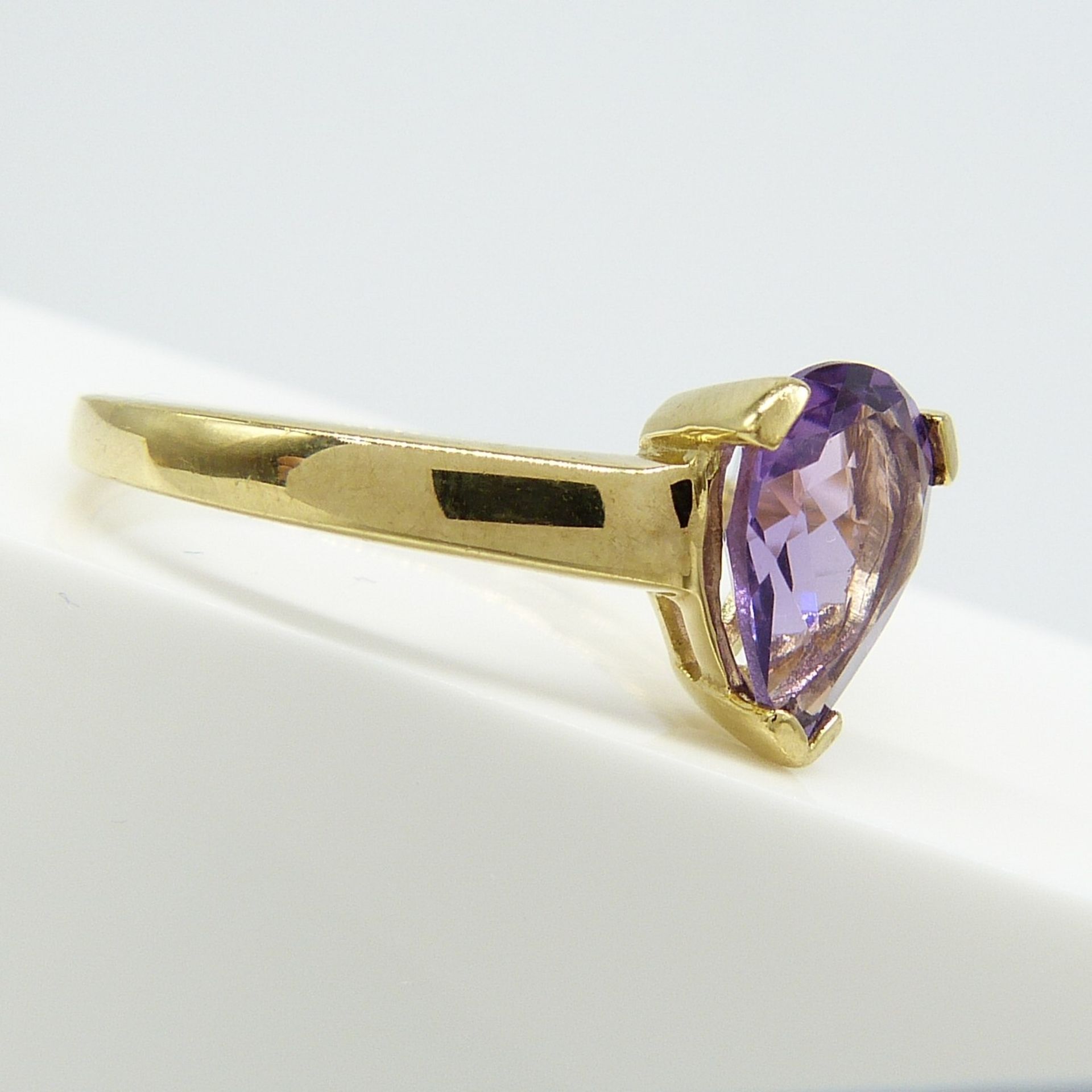 Pear-Cut Amethyst Dress Ring In 9K Yellow Gold - Image 2 of 6