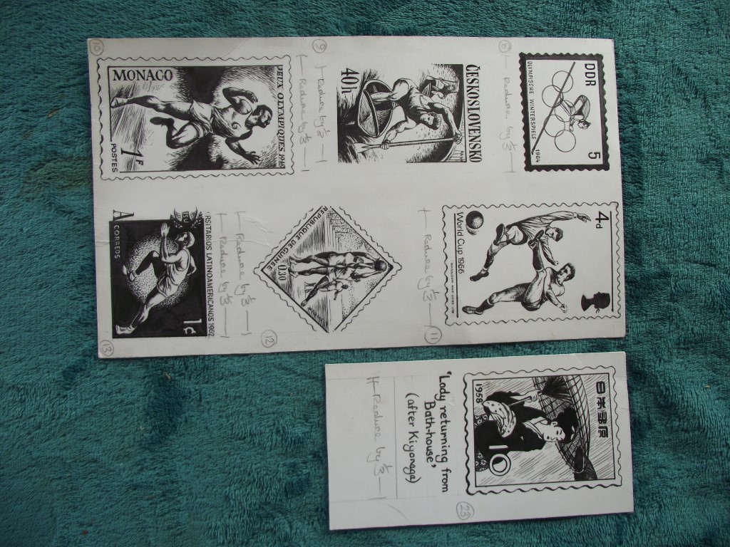 Orig. Drawings of Various National Sporting Stamps - B.l. Kearley Ltd.- Pre 1972