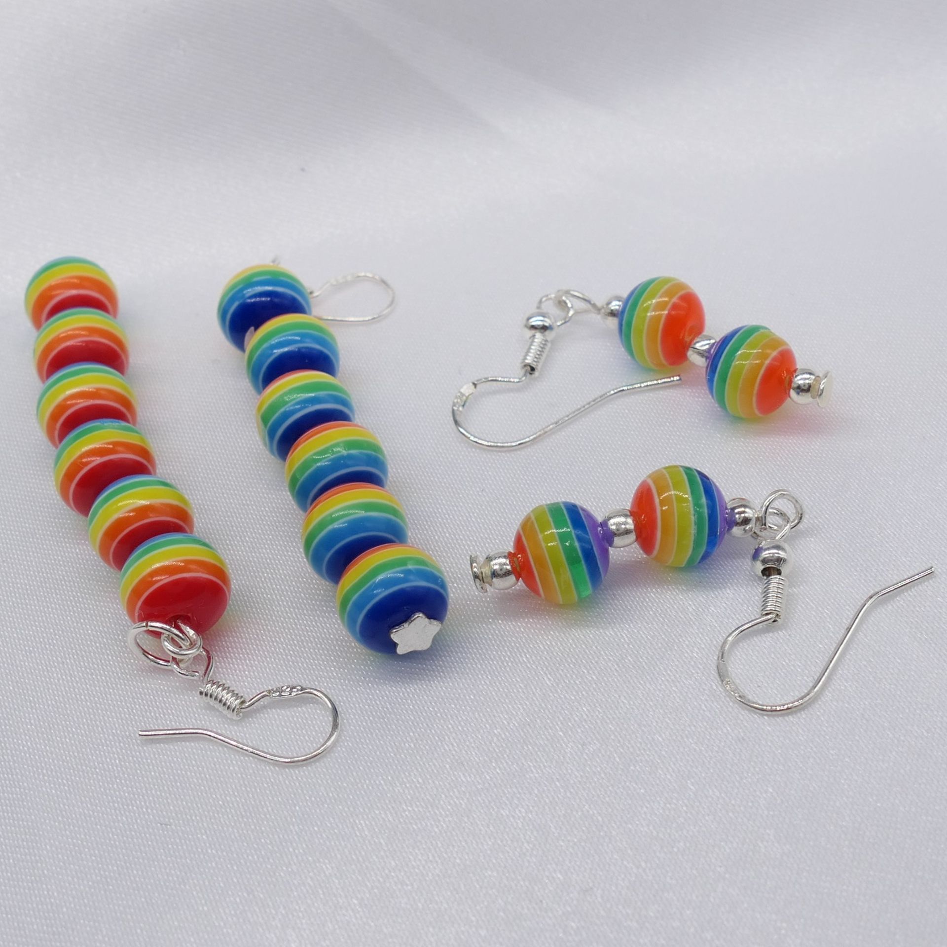 Silver and Resin Bead Drop Earrings X Two Pairs - Image 3 of 8