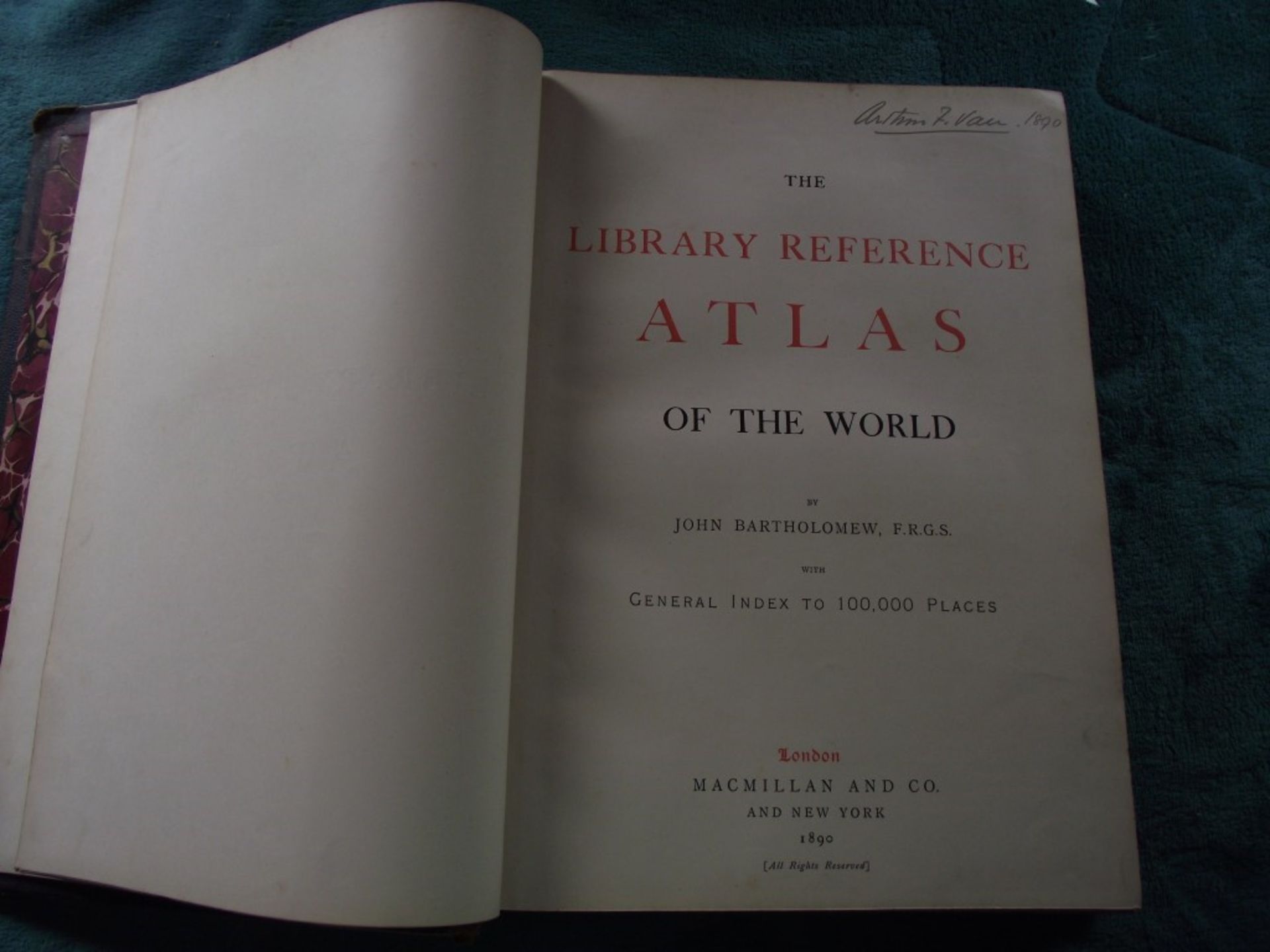 The Library Reference Atlas of The World -John Bartholomew -Macmillan & Co 1890 - Image 2 of 27