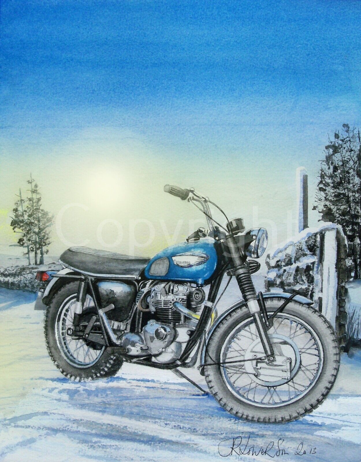 1960's TR6 C Triumph Scrambler Extra Large Metal Wall Art