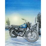 1960's TR6 C Triumph Scrambler Extra Large Metal Wall Art