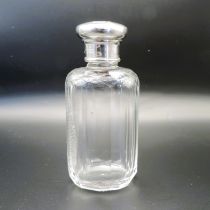 Antique Edwardian Glass Cologne Bottle Sterling Silver Screw Top Birmingham 1905