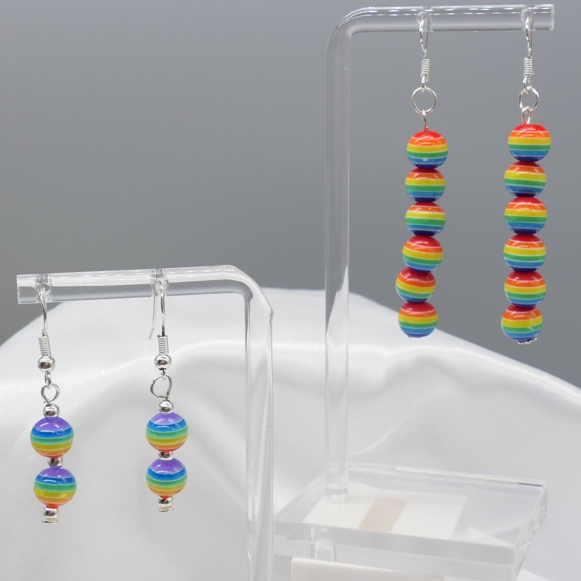 Silver and Resin Bead Drop Earrings X Two Pairs - Image 4 of 8