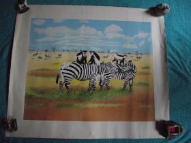 E.B. Watts - Ltd. Edition Print - 39/200 - Zebras and Colobus Monkeys - 20th Century