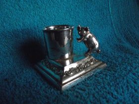 Antique Silver Plate Table Vesta With Pig Striker - Circa 1900's