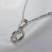 18 Carat White Gold and Silver, Cubic Zirconia-Set Pendant With Silver Chain, Boxed