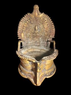 Indian Asian Antique Bronze Ghee Lamp Oil Lamp 19th Century