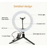 25.4cm LED Ring Fill Light With Tripod Stand and Phone Holder
