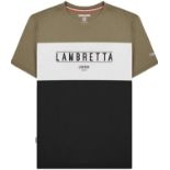 Lambretta Mens Panel Crew Neck T-Shirt - Khaki/Black RRP £22.00 Large