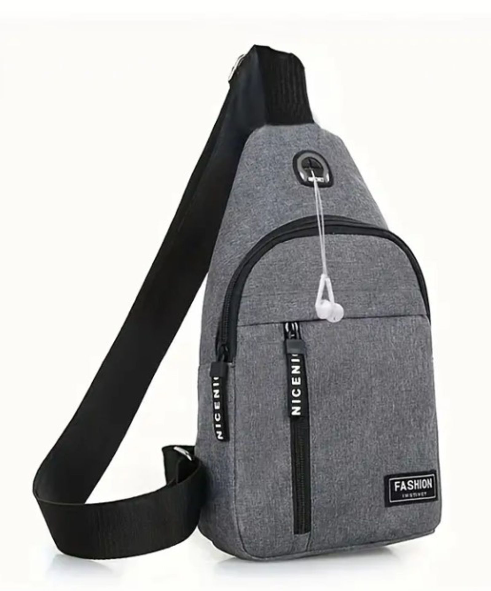 Unisex Chest Bag With Earphone Hole Canvas Bag