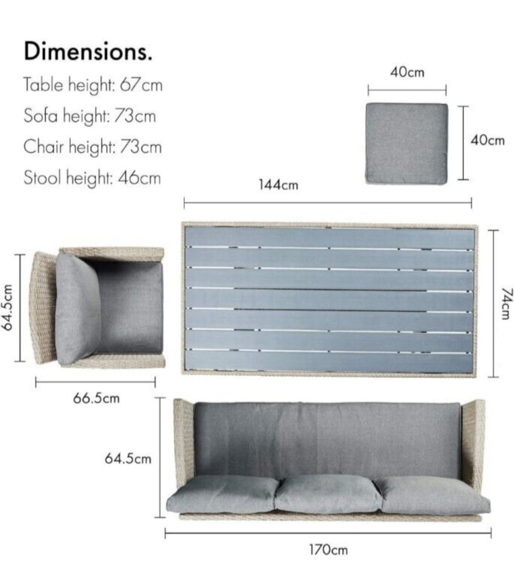 Rattan Furniture Set (Box 1 of 3 Only) Sofa and Chairs Only (Back Cushions For Chairs Not Include... - Image 3 of 3