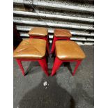 4 x Metal Stool With Upholstered Leather Seat (47*33*33cm)