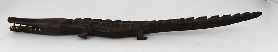 Antique African Hardwood Sculpture of Crocodile