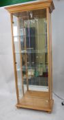 Modern Glazed Light Wood Display Cabinet