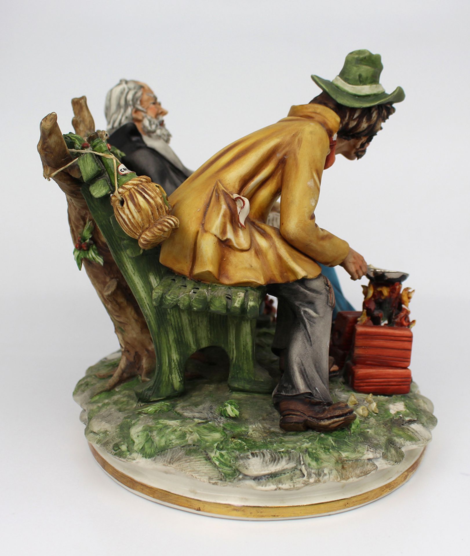 Capodimonte Tramps On Bench By Cortese - Image 2 of 6