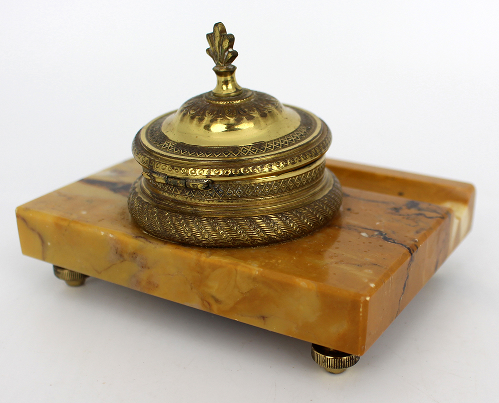Fine Russian 19th c. Marble & Ormolu Inkwell - Image 4 of 5
