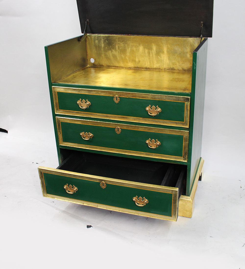 Vintage Painted Green & Gold Cocktail Cabinet - Image 6 of 7