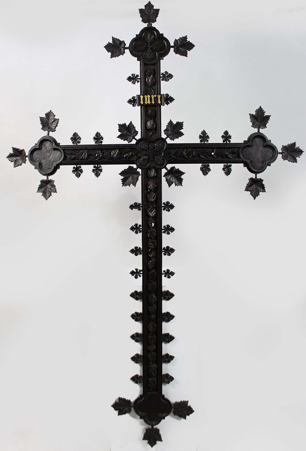Large Antique 19th c. Carved Black Forest 6ft Cross