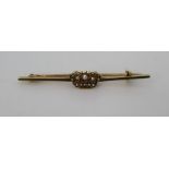 Antique Seed Pearl 14ct Gold Bar Brooch